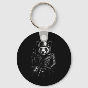 Coole Panda Punk Vredesteken Motor Sleutelhanger