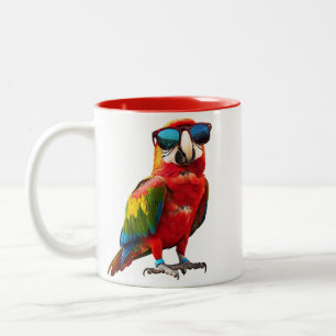 Coole Papegaai met Zonnebril Tweekleurige Koffiemok