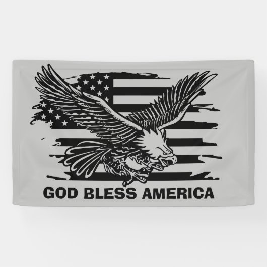 coole patriottische God Bless America Eagle Flag Spandoek (Horizontaal)