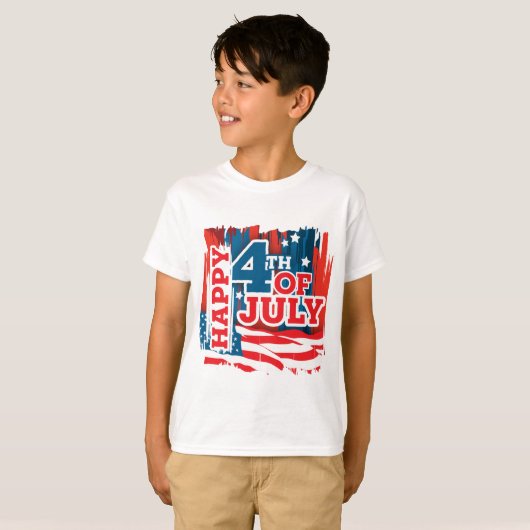 coole Patriottische Happy Fourth Juli unisex kinde T-shirt (Voorkant volledig)