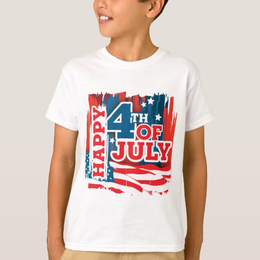 coole Patriottische Happy Fourth Juli unisex kinde T-shirt (Voorkant)