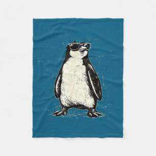 Coole pinguïn die een zonnebril draagt vintage die fleece deken