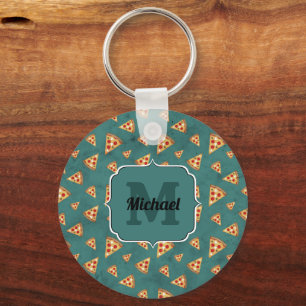 Coole pizzapuntjes vintage turquoise patroon Monog Sleutelhanger