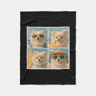 Coole Pomeranians Met Zonnebril Honden Zomer Vakan Fleece Deken