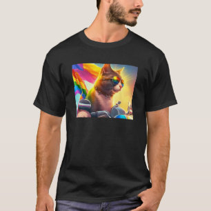 Coole Regenboog Kat LGBT Zonnebril Biseksueel Grap T-shirt