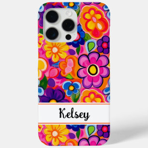 Coole Retro Bloem Personalized iPhone 15 Pro Max Hoesje