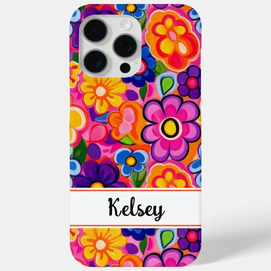 Coole Retro Bloem Personalized Case-Mate iPhone Case (Achterkant)
