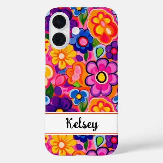 Coole Retro Bloem Personalized Case-Mate iPhone Case (Achterkant)