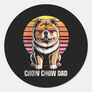Coole Retro Chow Chow Vader Grappig Vintage Honden Ronde Sticker