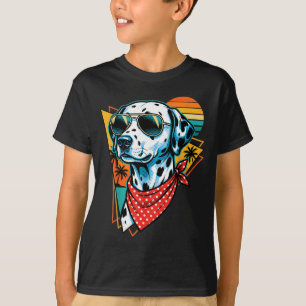 Coole Retro Dalmatiër Hond Zonnebril Strand Zomer T-shirt