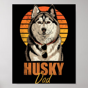 Coole Retro Husky Vader Grappige Vintage Hondenlie Poster
