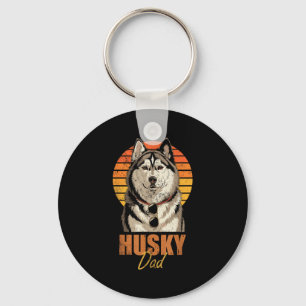 Coole Retro Husky Vader Grappige Vintage Hondenlie Sleutelhanger