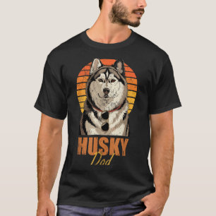 Coole Retro Husky Vader Grappige Vintage Hondenlie T-shirt