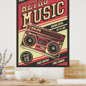 coole retro muziekwinkel poster (Keuken)