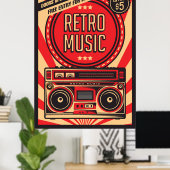 coole retro  muziekwinkel poster (Thuiskantoor)