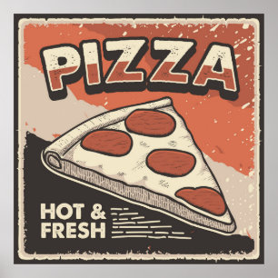 coole retro pizza Poster