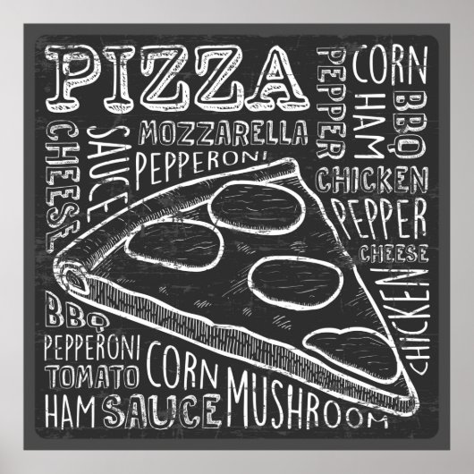 coole retro pizza poster (Voorkant)