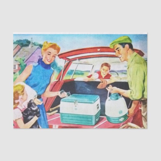 coole retro  reizende familieontkoppeling tissuepapier (Voorkant)