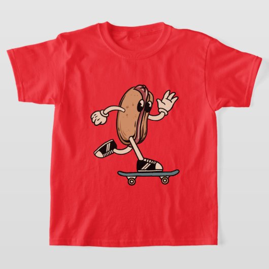 coole retro  skateboarden hotdog unisex t-shirt (Laagn)