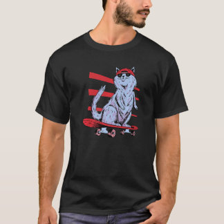 Coole Retro Skater Kat T-shirt