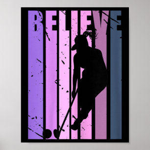 Coole Retro Vrouwenveld Hockey Speler Coach Hockey Poster