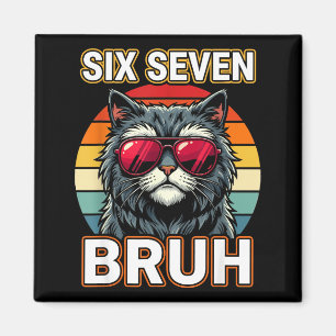 Coole Retro Zes Zeven Bruh Kat Zonnebril Meme 67 Magneet