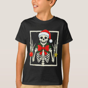 Coole Rocker Skelet Kerstman Hoed Kerst Punk Rock T-shirt