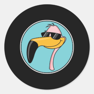 coole roze flamingo in zonnebrillen ronde sticker