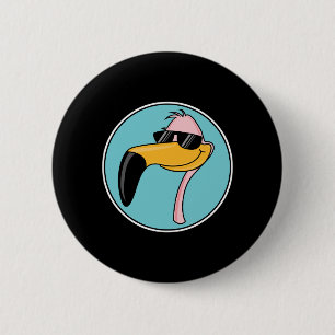 coole roze flamingo met zonnebril ronde button 5,7 cm