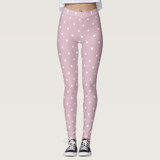 coole roze witte stip leggings (Voorkant)