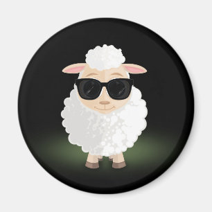 Coole Schaap Zonnebril Neon Groen Grappige Cartoon Magneet