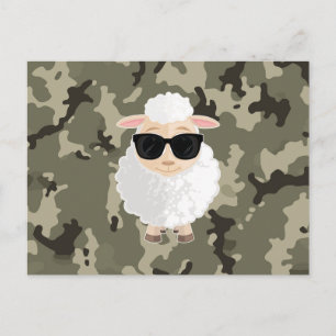 Coole Schapen Zonnebril Groene Camouflage Cartoon Briefkaart