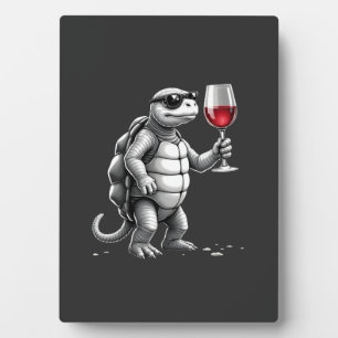 coole schildpad die rode wijn drinkt kunstprint_1 fotoplaat