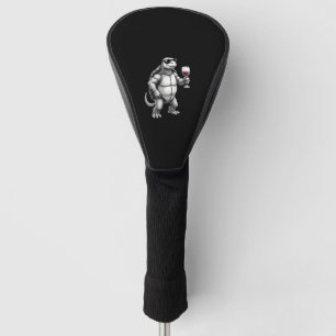 coole schildpad die rode wijn drinkt kunstprint_1 golfheadcover