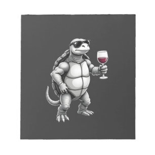 coole schildpad die rode wijn drinkt kunstprint_1 notitieblok