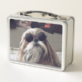 Coole Shih Tzu met lange haren vintage zonnebril f (Achterkant)