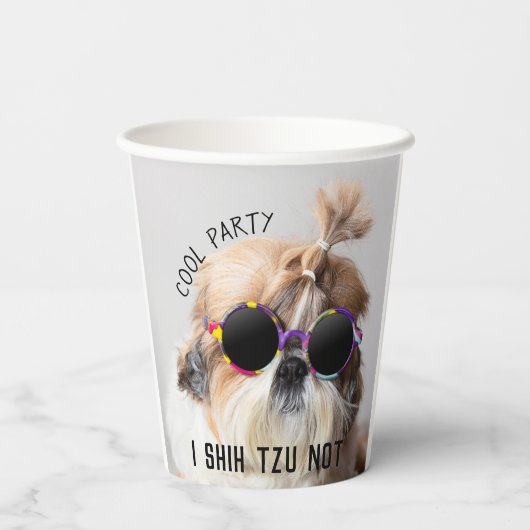 Coole Shih Tzu Niet leuk schattige Zonnebril party Papieren Bekers (Achterkant)