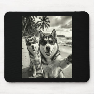 Coole Siberische husky grappige hond selfie strand Muismat