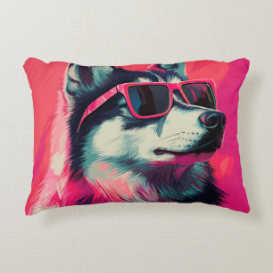 Coole Siberische Husky-hond met zonnebril Accent Kussen