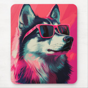 Coole Siberische Husky-hond met zonnebril Muismat