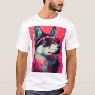 Coole Siberische Husky-hond met zonnebril T-shirt