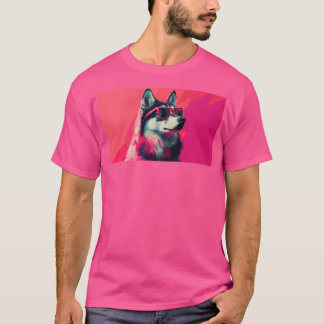 Coole Siberische Husky-hond met zonnebril T-shirt