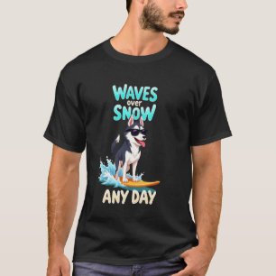 Coole Siberische Husky Surfende Hond T-shirt