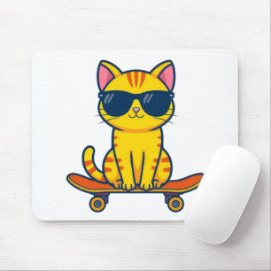 Coole skateboardende kat met zonnebril cartoon  muismat