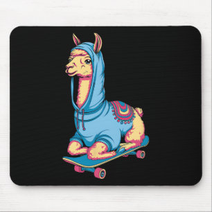 Coole skateboardende lama in hoodie grappige diere muismat