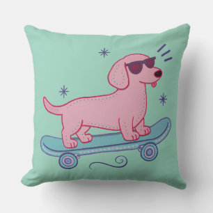 Coole Skateboarding Dachshond Grappige Hond Kuns Kussen