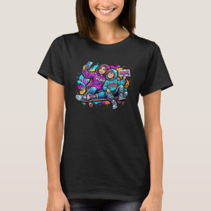 Coole Skater Moeder & Zoon Graffiti Street Style T T-shirt
