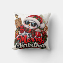 Coole Sneeuwman Kerstkussen - Cozy Cadeau