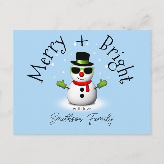 Coole Sneeuwman Prettig Fel Kerstmis Custom Famili Briefkaart (Voorkant)