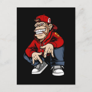 Coole stedelijke aap mascotte straat stijl karakte briefkaart
